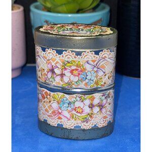 Lillian Vernon Lavender & Rose Double Potpourri Tin Canister Made In England